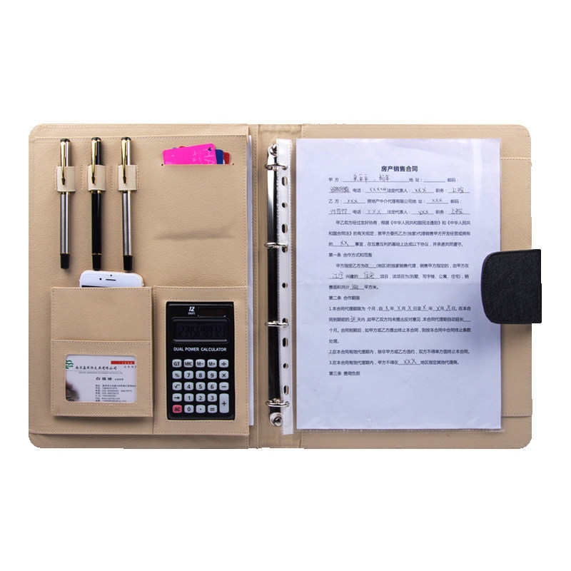 PU Leather A4 Ring Binder Portfolio Pellentesque Cum Computus