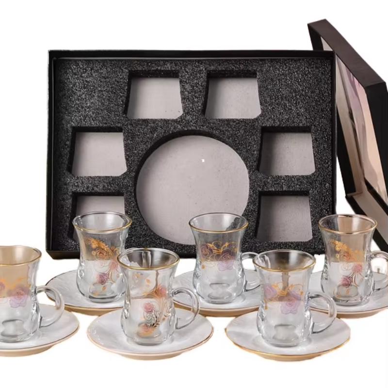 Aurum Floralis Rim vitreum Tea Cup Donum Box Pone Pro Domo Tea Party