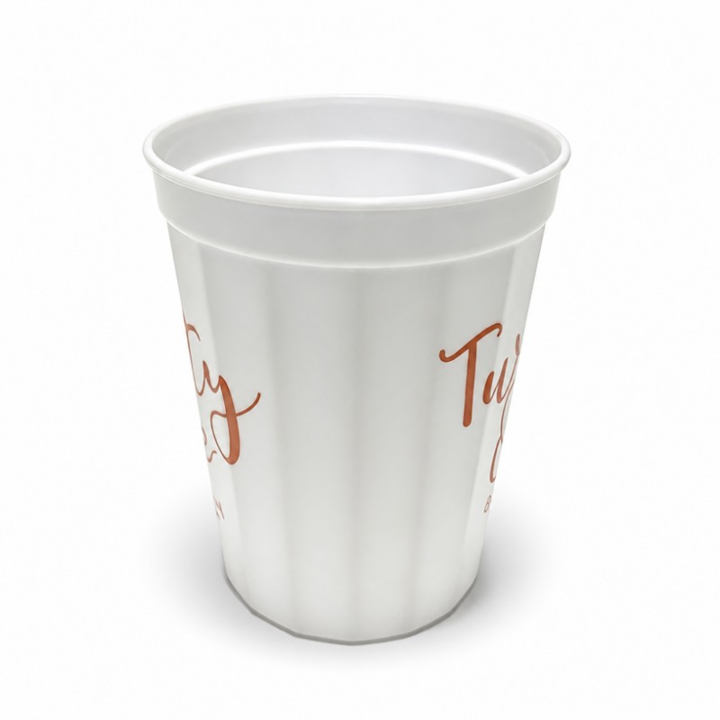 Custom 16oz Ribbed Plastic Cup With Lid