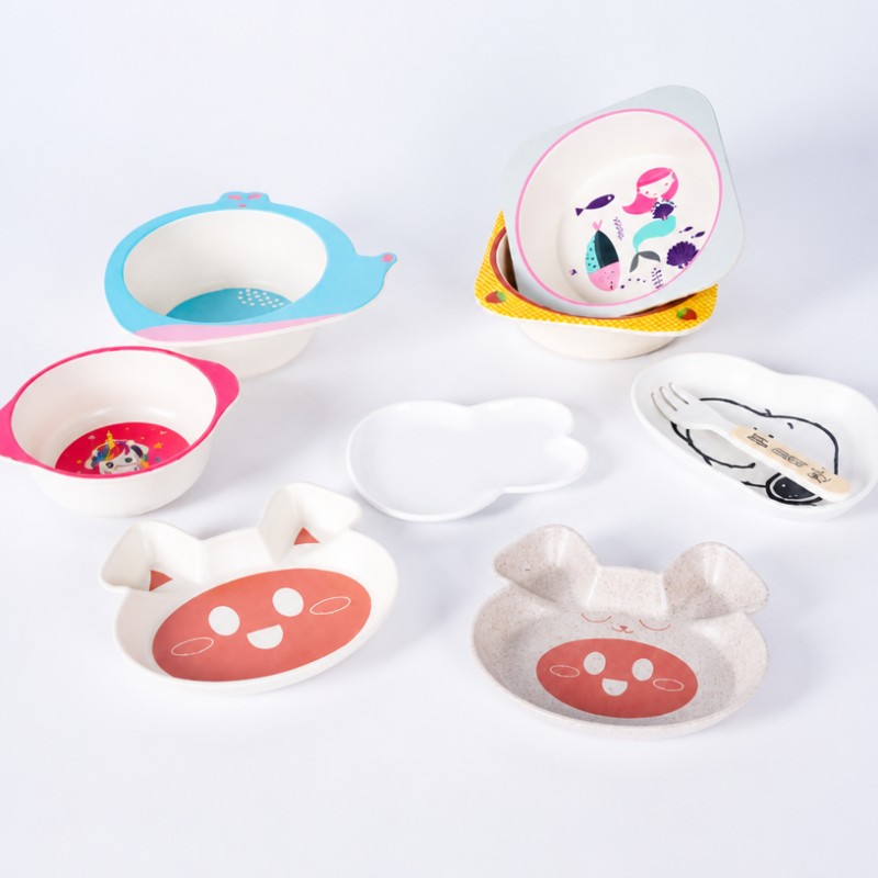 Custom Bamboo Fiber Kids Plates Currus Toddler Tableware