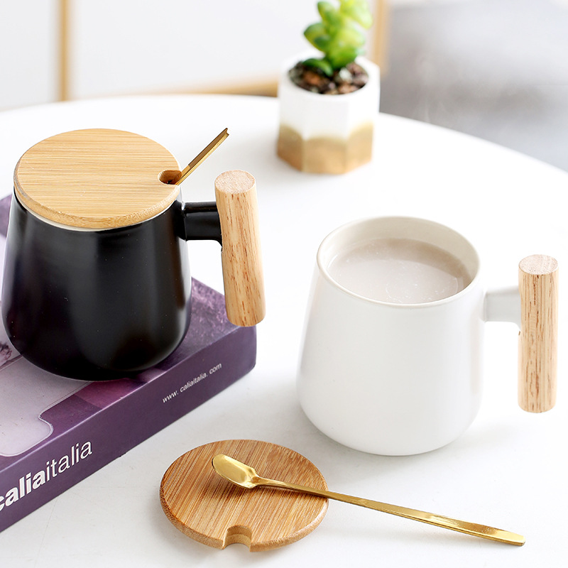 Matte Ceramic Mug lignum palpate Lid Cochleari Home Gift